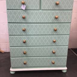 Chest Of Drawers Painted Bespoke Moroccan Geometric Bee Elephant Handles - thumbnail 3