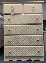 Chest Of Drawers Painted Bespoke Moroccan Geometric Bee Elephant Handles - thumbnail 1