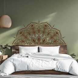 Half Mandala Wall Decal For Headboard, Rental Friendly Art, Removable Over The Bed Decor - thumbnail 3