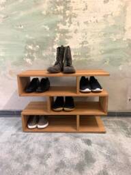 Zigzag Oak Shoe Rack Modern Entryway Storage