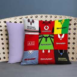 Man Utd Retro Montage Kits Shirts Jumbo Cushion 60x60 cm Great Classic Gift For Fans Unofficial Printed in The UK - thumbnail 2
