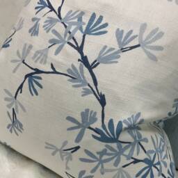 Blue Pillow Cover, Jasmine Trail Leaves Cushion - White John Lewis & Partners Fabric, Worldwide Shipping - thumbnail 2