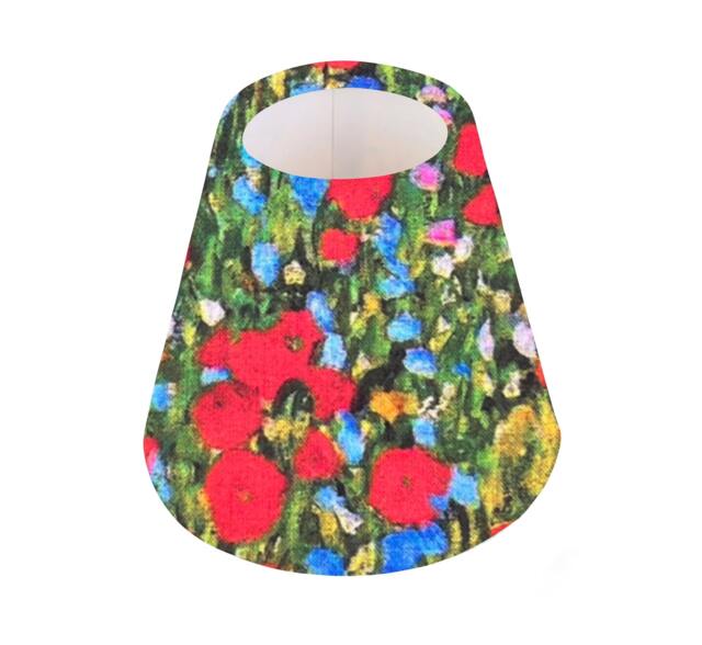 Handmade Klimt's Field Of Poppies Candle Shade -- Small Lamp Shade, Colourful Home Decor Gift, Light Shade, Made in Uk, Red, Blue - image 1