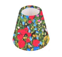 Handmade Klimt's Field Of Poppies Candle Shade -- Small Lamp Shade, Colourful Home Decor Gift, Light Shade, Made in Uk, Red, Blue - thumbnail 1