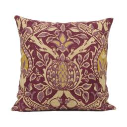 William Morris - Granada Wine/Linen Ornate Fruit Trellis Cushion Cover Handmade Throw Pillow Designer Home D??cor - thumbnail 2