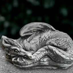 Mythic Dragon Statue Laying Sculpture Outdoor Animal Figure Garden Wildlife Ornament Front Door Decoration Handmade Lover Gift - thumbnail 2
