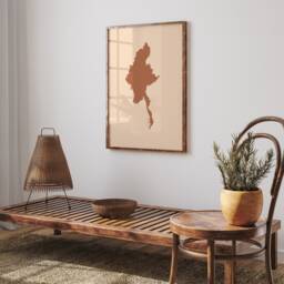 Myanmar Map Boho Wall Art Print Mid Century Travel Poster - thumbnail 3
