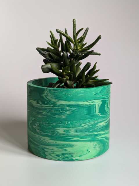 Handmade Plant Pot Colourful Abstract Marble Design - image 1