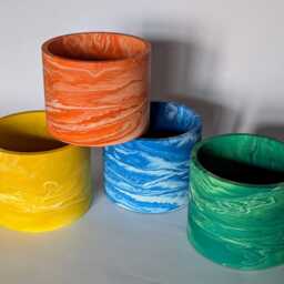 Handmade Plant Pot Colourful Abstract Marble Design - thumbnail 2