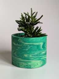 Handmade Plant Pot Colourful Abstract Marble Design