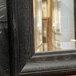 Handcrafted Aged Black Distressed Mirror With Bevelled Glass - Cumbria Artisan Home Decor - thumbnail 3