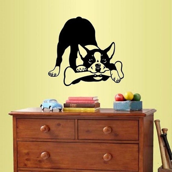 In-Style Decals Wall Vinyl Decal Home Decor Art Sticker Cute Dog Boston Terrier Nursery Pet Shop Grooming Salon Removable Mural Design 305 - image 1