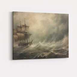 Classic Sailing Ship On Dramatic Ocean Waves Seascape Canvas Wall Art Print Decor Picture Ready To Hang - thumbnail 4