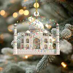 Taj Mahal Personalized Ornament, Tree Hanging Decor Christmas Ornament Flat 2D Acrylic/Wooden, Agra, India Lover