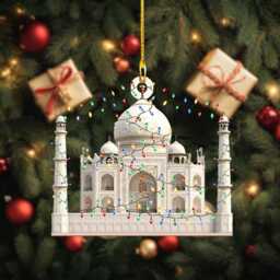 Taj Mahal Personalized Ornament, Tree Hanging Decor Christmas Ornament Flat 2D Acrylic/Wooden, Agra, India Lover - thumbnail 3