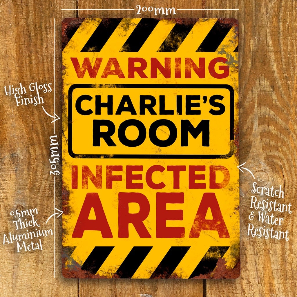 Personalised Warning Sign Metal Bedroom Caution Funny Wall Door Decor  Accessory Infected Area Dirty Room Vintage Plaque 200mm X 305mm by Etsy |  ufurnish.com, image size:1024x1024