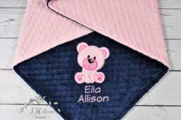 Baby Blanket Personalized Minky-Teddy Bear Baby Blanket-Bear Minky Blanket - Girl Teddy Blanket-Bear Nursery - thumbnail 1
