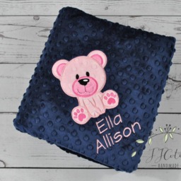 Baby Blanket Personalized Minky-Teddy Bear Baby Blanket-Bear Minky Blanket - Girl Teddy Blanket-Bear Nursery - thumbnail 2