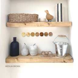Rustic Floating Shelf, Handmade, Solid Wood Wax Finish, Fixings Included, 15cm Deep