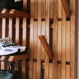Wall Mounted Organizer - For Shoes & Clothes. Coat Rack. Natural Oak - thumbnail 4