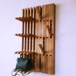 Wall Mounted Organizer - For Shoes & Clothes. Coat Rack. Natural Oak - thumbnail 3