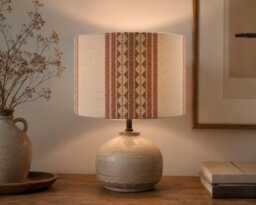 Handmade Terracotta Kilim Stripe Lampshade, Table Lamp, Pendant Light - thumbnail 1