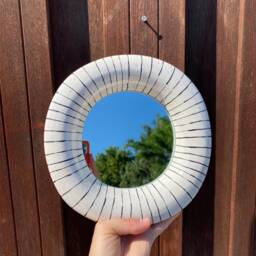 Handmade Ceramic Wall Mirror Funky Home Decor 8, 2 Inches - thumbnail 1