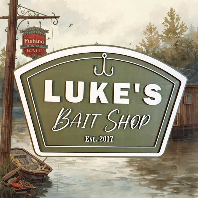 Fishing Bait Shop Sign, Rustic Lake House Decor, Custom Wall Fisherman Gift, Man Cave Cabin Decor - image 1