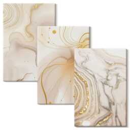 Canvas Art Set Of 3 - Subtle Patterns Spilled Paint, Creamy Photo Print, Abstract Wall Decor - thumbnail 2