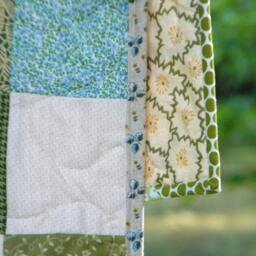 Patchwork Quilt Spring Green Cotton Blanket, Vintage Vibe - 81x81 - thumbnail 2