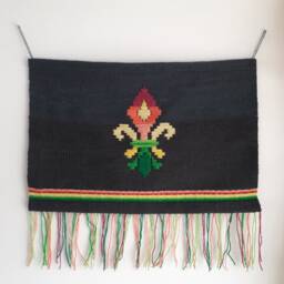 Handwoven Wool Wall Hanging Colorful Fleur De Lys, Boho Art - thumbnail 3