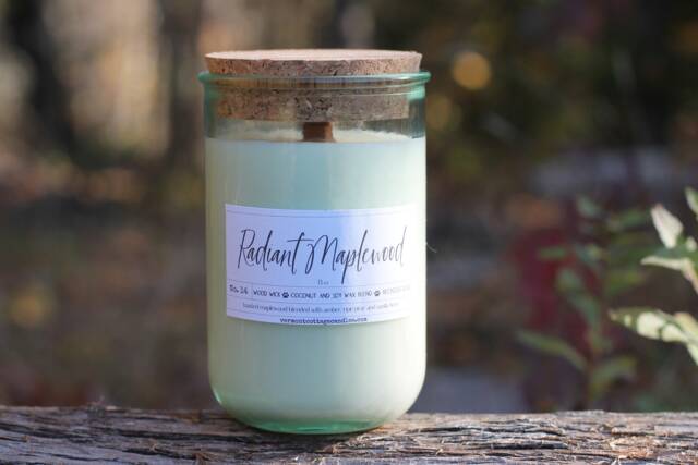 Wooden Wick Soy Candle Recycled Glass Jar, Cork Lid - 13Oz - image 1