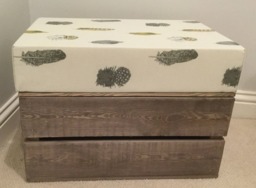 Plumage Print Fabric in Mustard Covered Wooden Vintage Style Reproduction Apple Crate Storage Seat/Footstool - thumbnail 1
