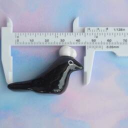 Crow Figurine Kawaii Black Bird With Skull, Spooky Desk Decor - thumbnail 4
