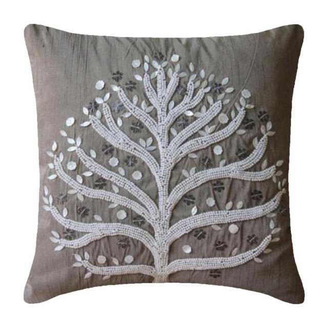"Art Silk Light Brown Throw Pillow Cover 16""x16" - image 1