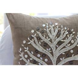 "Art Silk Light Brown Throw Pillow Cover 16""x16" - thumbnail 2
