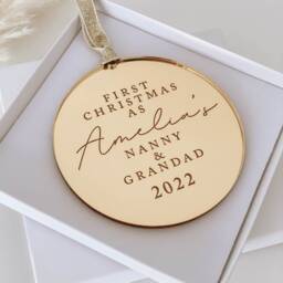 First Christmas As Nanny & Grandad, Tree Decoration, Rose Gold, Silver, Christmas Decoration Bauble, Secret Santa Gift Idea - thumbnail 3