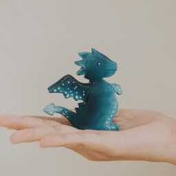 Wooden Water Dragon Toy, Hand-Painted Blue Dragon, Fantasy Mythical Creature, Waldorf Pretend Play, Unique Gift - thumbnail 4