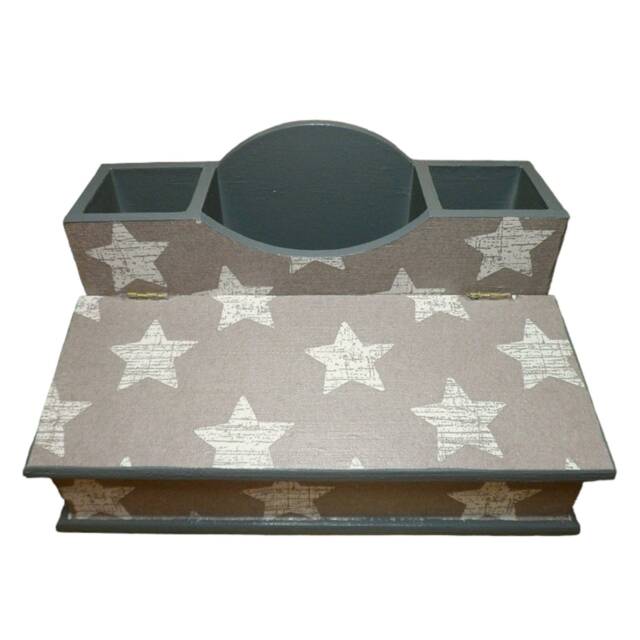 Pencil Box With Stars in Grey & White - image 1