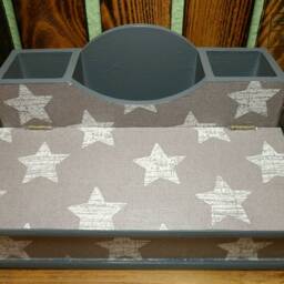 Pencil Box With Stars in Grey & White - thumbnail 2