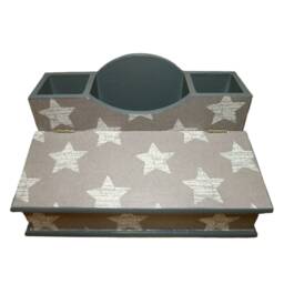 Pencil Box With Stars in Grey & White - thumbnail 1