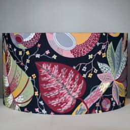 Colourful Scandinavian Lampshade Tropical Black Fabric, Gold Silver Or White Lining, 30cm To 45cm ?? Handmade For Ceiling Lamp Base - thumbnail 2