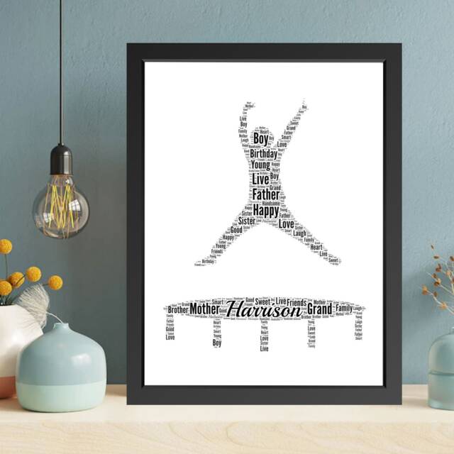 Personalised Trampoline Word Art - Custom Gymnastics Gift, Unique Jumper Typography Framed Print - image 1
