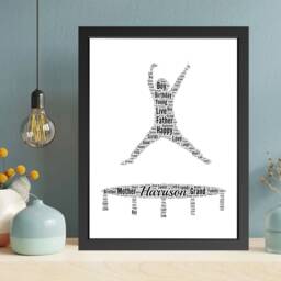 Personalised Trampoline Word Art - Custom Gymnastics Gift, Unique Jumper Typography Framed Print - thumbnail 1