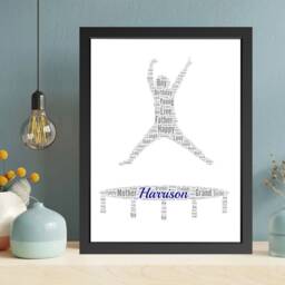 Personalised Trampoline Word Art - Custom Gymnastics Gift, Unique Jumper Typography Framed Print - thumbnail 2