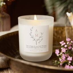 Personalised Botanical Wedding Candle Soy Wax, Frosted Glass - thumbnail 1