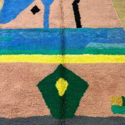 Botanical Abstract Moroccan Rug - Handwoven Wool Face Design Custom Berber Art Small Boho Tapestry Minimalist Wall Hanging - thumbnail 2