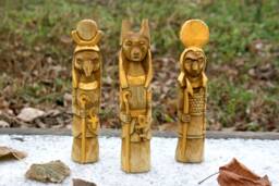 Linden Wood Egyptian God Figurines Horus, Anubis, Thoth - thumbnail 1