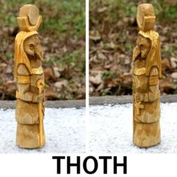 Linden Wood Egyptian God Figurines Horus, Anubis, Thoth - thumbnail 4