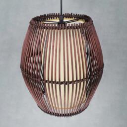 "Rattan & Perchment Paper Lighting Fixture, Rural Pendant Light, Decor Ceiling Lighting, W11.8"" X H13.7" - thumbnail 2